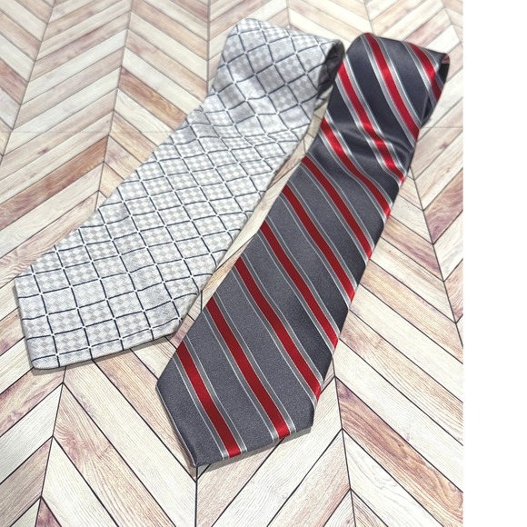 Lot Mens Neck Ties Neckties Jones NY Croft & Barrow Red Blue - Picture 2 of 7